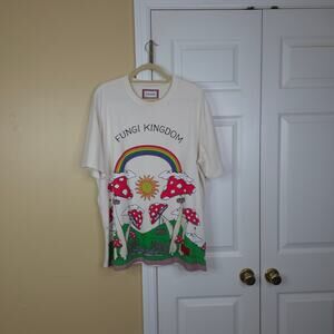 CHNGE Fungi Kingdom Organic Cotton Graphic Tee in Cream Size XL